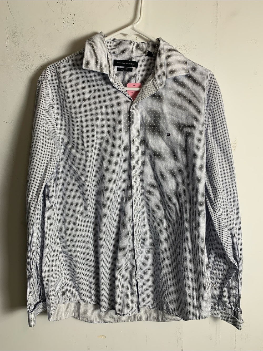 Tommy Hilfiger Men's Navy Micro-Check Dress Shirt